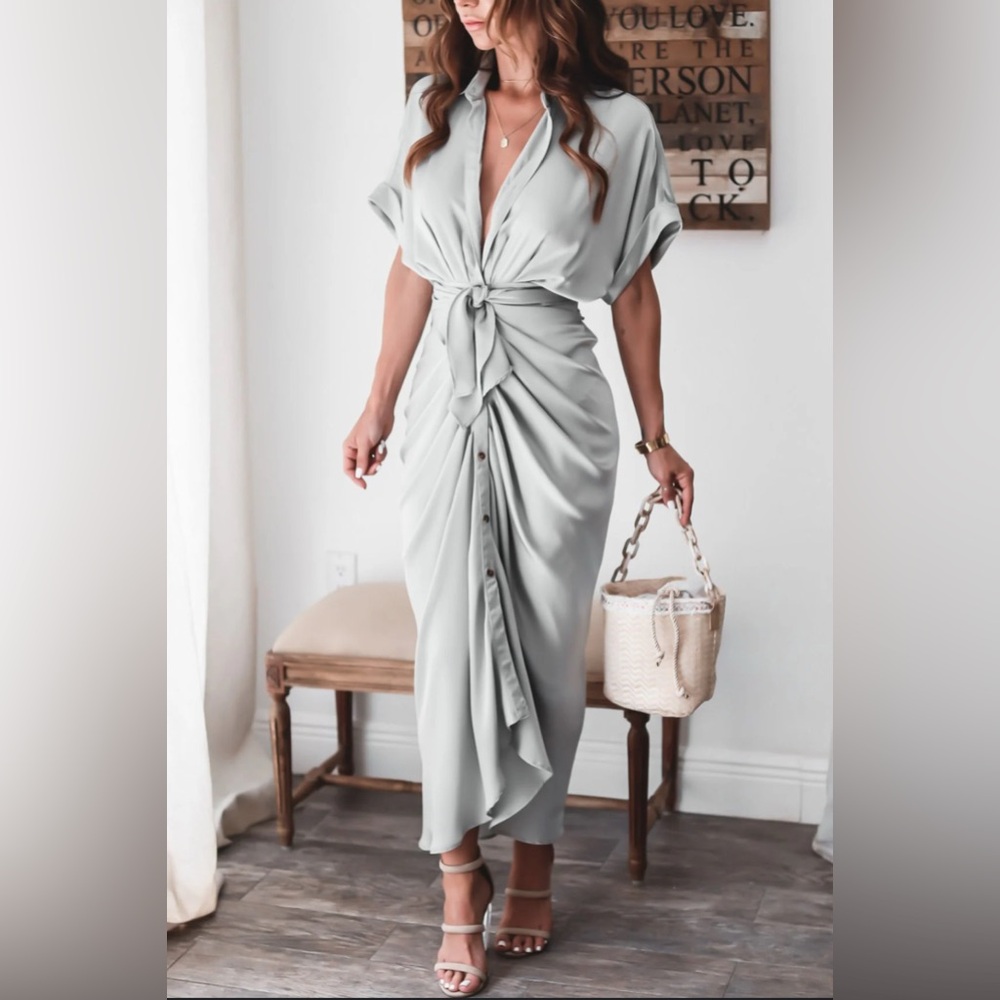 Stone Grey Midi Dress